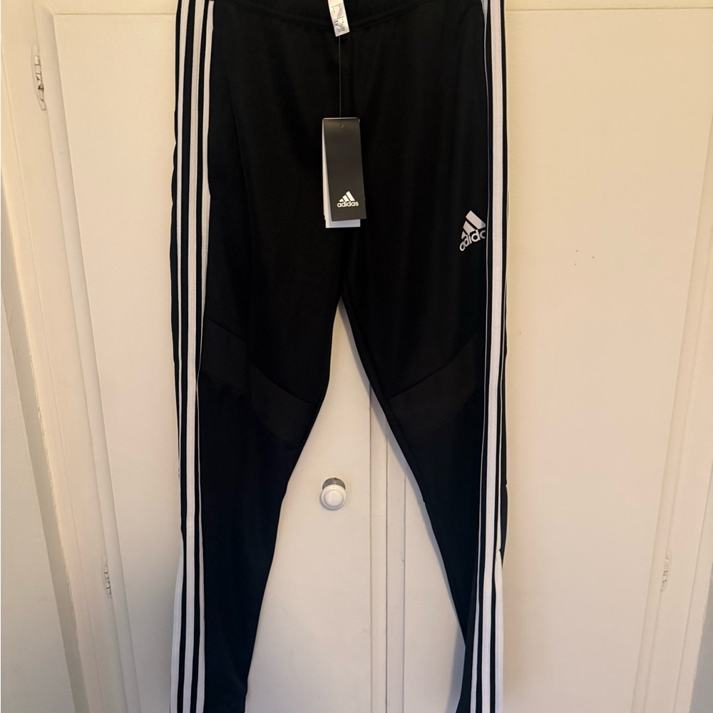 Adidas Black Joggers with White Stripes